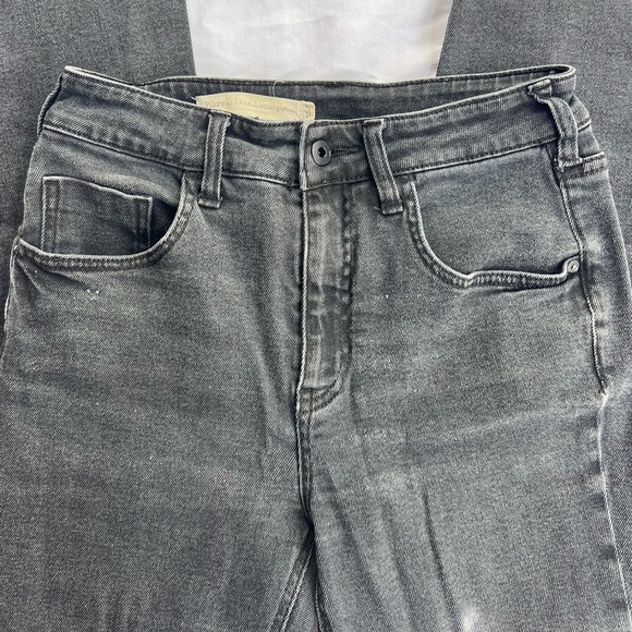 ANTHROPOLOGIE Pilcro & Letterpress Relaxed Straight Jeans Black Wash Frayed Hem - Picture 6 of 11